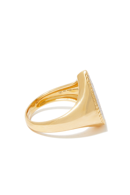 Chevaliere Poire Signet Ring, 18k Yellow Gold & Diamonds